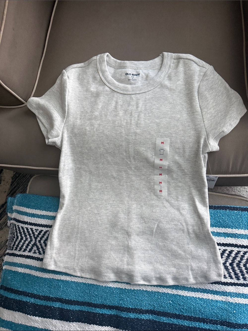Old Navy Girls Light Gray Ribbed Short-Sleeve Tee
